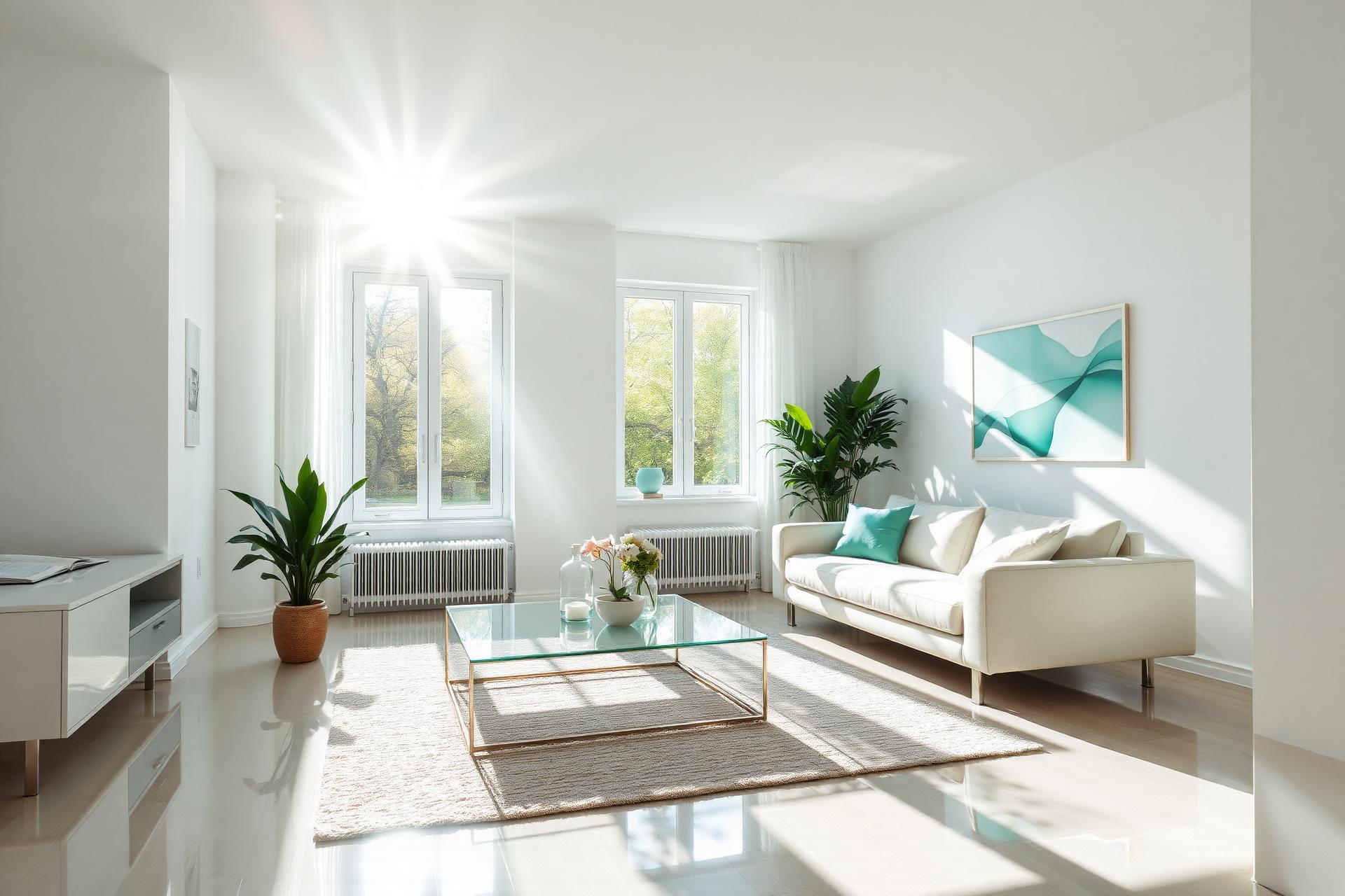 Bright, freshly cleaned modern living room